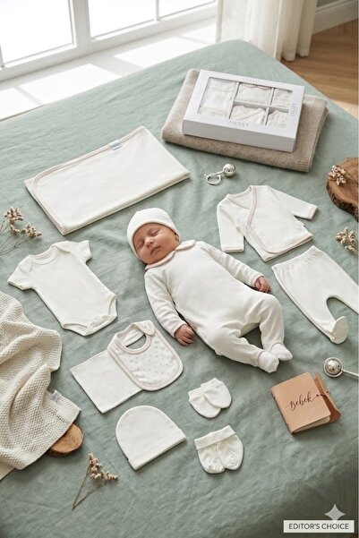 PARK BEBE Hospital Discharge Baby Collar with Piping Details for Girls and Bo...