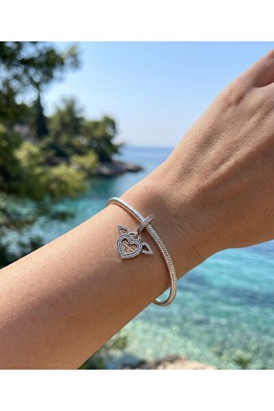 My Story Kalp Ve Melek Kanatları Sallantılı Gümüş Charm