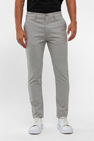 SÜVARİ Gri Slim Desenli Pantolon