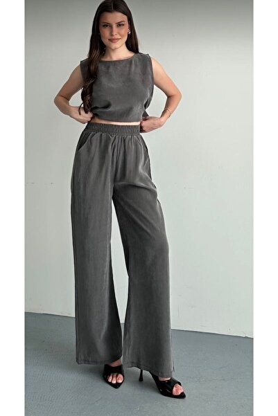 moda rüyası Tencel Fabric Palazzo Women's Trousers with Elastic Waist