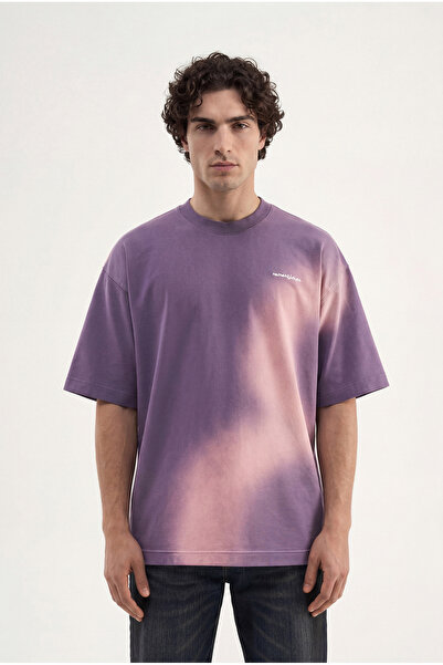 Machinist Tricou oversize lavabil cu imprimeu Romanticism pentru bărbați, mov