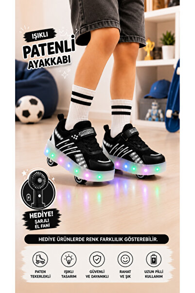 SOLERO Işıklı Patenli 4 Tekerlekli Spor & Paten Dönüşümlü Çocuk Ayakkabısı