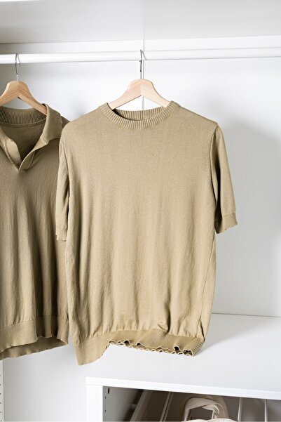 no7man Briss Khaki Crew Neck 100% Cotton Knitwear Men's Tshirt