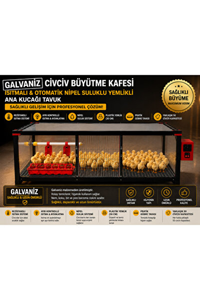 kanatlımalzemeleri Galvanizli Isıtmalı Civciv Büyütme Kafesi Otomatik Nipel S...