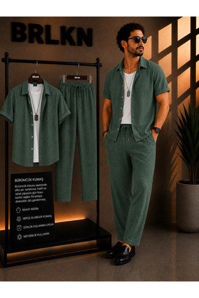 BRLKN Set de trening unisex, cu croială boyfriend, din țesătură Gofre, stil A...