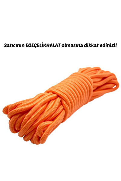 EgeÇelikHalat Renkli Iskota Halat Ip Turuncu 8 Mm 10 Metre Yelken Mandar Halatı