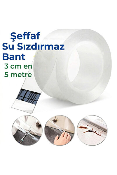 BarkoFix 5 Metre Şeffaf Süper Güçlü Yapıştırıcı Su Sızdırmaz Küvet Lavabo Klo...