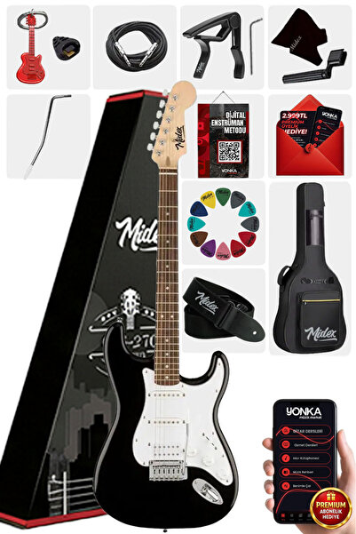 Midex Rph-30wb Gül Klavye Strat Kasa Sss Elektro Gitar Seti