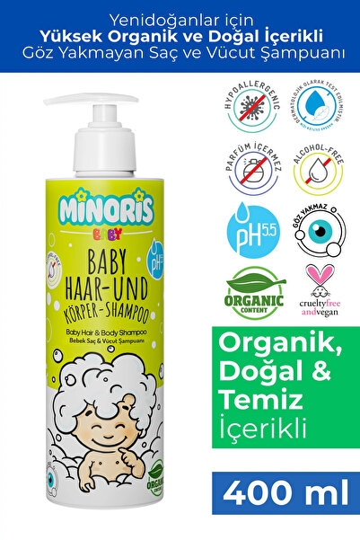 Minoris Baby Organic Hair And Body Shampoo 400 ml