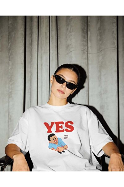 buzagi tasarım ürünleri Yes You Can'T White Regular T-Shirt