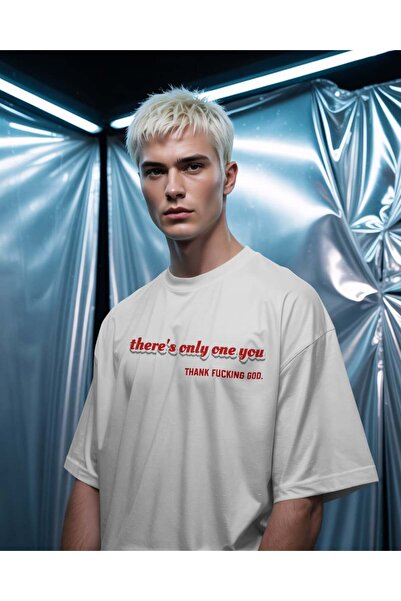 buzagi tasarım ürünleri Only One You White Oversize T-Shirt