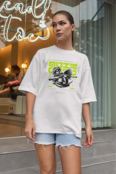 buzagi tasarım ürünleri Urban Oversize Unisex White T-Shirt