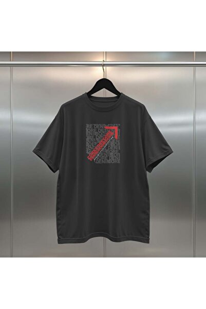 buzagi tasarım ürünleri Core Digital Print Black and White Oversize Unisex T-...