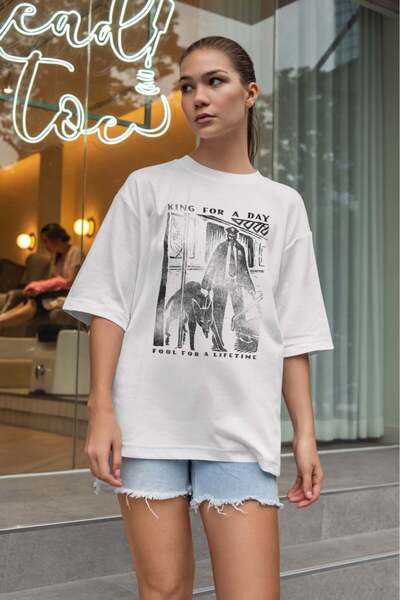 buzagi tasarım ürünleri Faith No More Oversize Unisex White T-Shirt