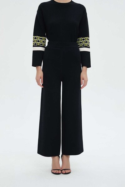 mica Solid Wide-Fit Long Trousers
