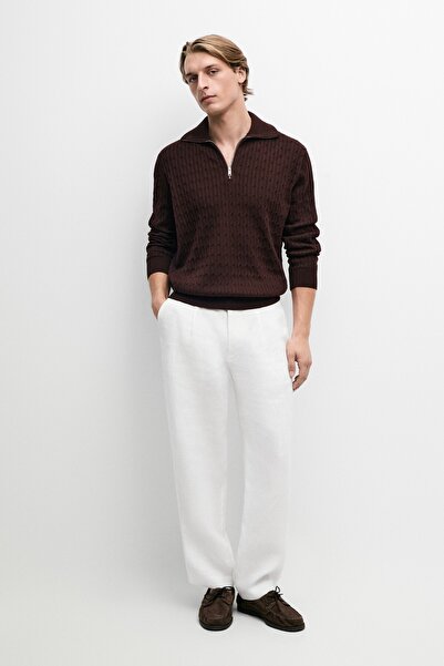 Massimo Dutti Fermuarlı dik yaka triko kazak