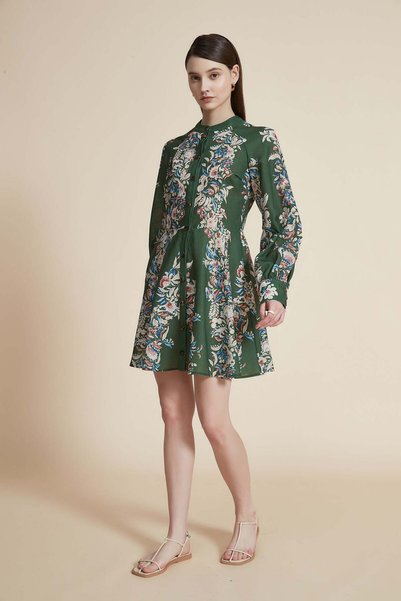 Yola Women's Embroidered Mini Dress with Long Sleeves