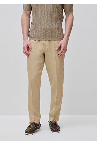 United Colors of Benetton Erkek Bej %100 Keten Pantolon