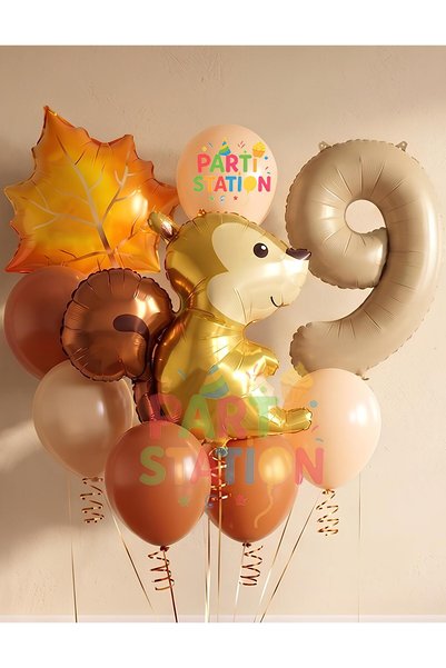 Parti Station Squirrel Autumn Woodland Forest Animals 9 Years Old Balloon Set...