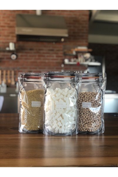 DOLPAK Large size clip lid jar appearance, lockable, food storage bag 17x27 cm -10 pieces-1000 ml