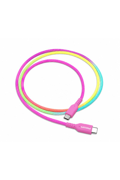 Philips DLC8130C/00 240W USB-C to USB-C PD Hızlı Şarj Kablosu 1 Metre Pembe