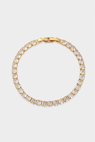 Crupt Studio 5mm X 21cm Tennis Chain Gold Tone Zincir Erkek Bileklik
