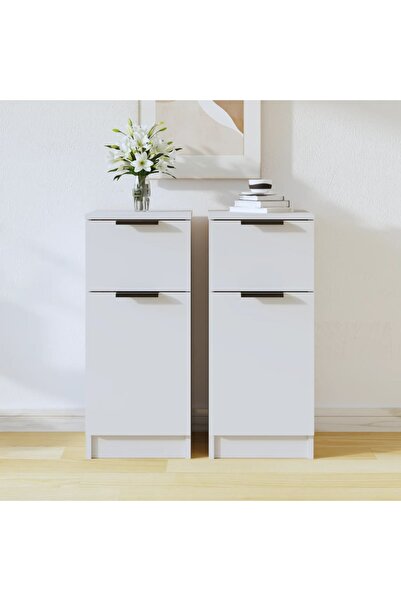 Concept Servante, 2 buc., alb, 30x30x70 cm, lemn compozit