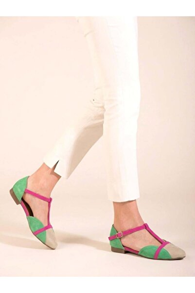 Fox Shoes Balerini de damă în culorile piele/fucsia/verde B726881802