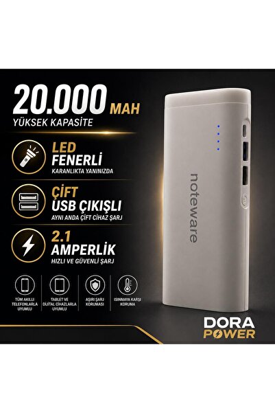 Dora Power 20.000 mah Led Fenerli Powerbank