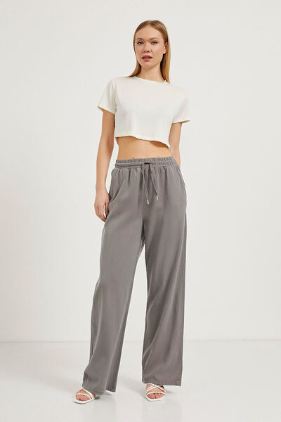 Arma Life Women's Wide Leg Smoked Palazzo Trousers with Elastic Waist