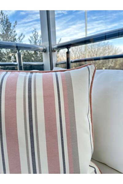 Decamor home Linen Piping Detailed Throw Pillow Cover