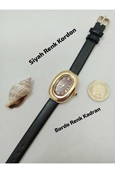 Brality Burgundy Color Dial- Minimal Vintage Design, Women's Wristwatch, Gold...