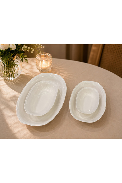 Aryıldız Bone Porselen 4 lü Derin Salata Ve Meze Tabağı Oval
