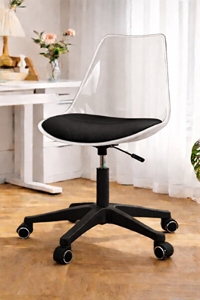 Taimi Ergonomic 360° Swivel Adjustable Height Office Chair,Black Padded, whee...