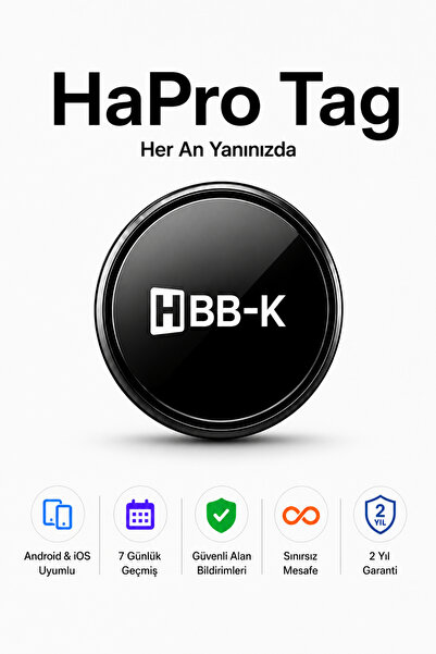 HBB-K Hapro Tag Ios & Android Uyumlu Airtag Akıllı Gps Takip Cihazı(SİYAH)