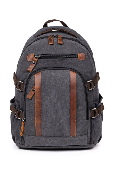 Necati Çanta Canvas Fabric Waterproof Backpack with 14 Inch Laptop Compartment