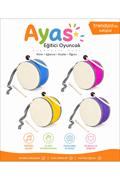 AyasEğiticiOyuncak Eğitici Müzik Aleti Çocuk Darbukası - Trampet -davul