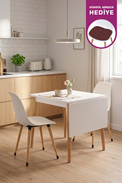VİLİNZE Eames Sandalye Avanos Ahşap Mutfak Masası Takımı - 70x80 Cm