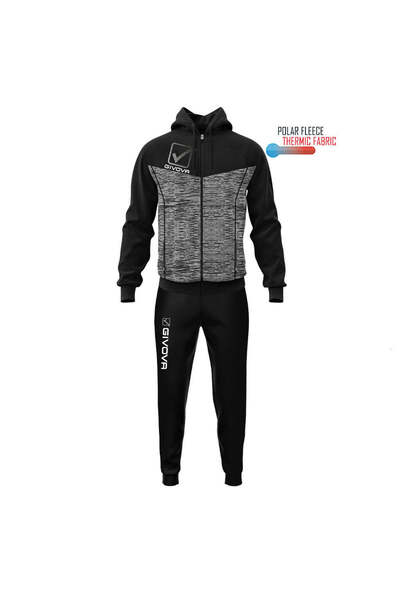 Givova Trening Visa cu gluga, Negru/Gri, L