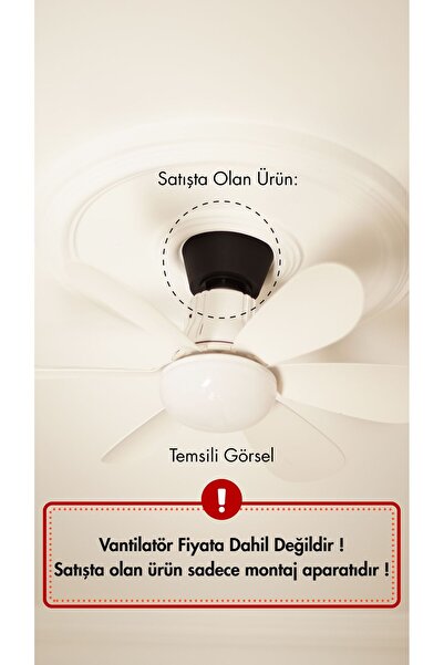 KushKafa e27 (Duy Tipi) Vantilatör Askı Aparatı Siyah