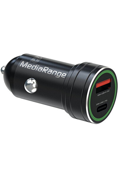 MediaRange 1xUSB A + 1xUSB-C PD3.0 QC 3.0 20W Negru