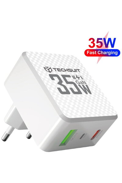 Techsuit CHPD173 GaN USB-A + USB-C 35W Alb