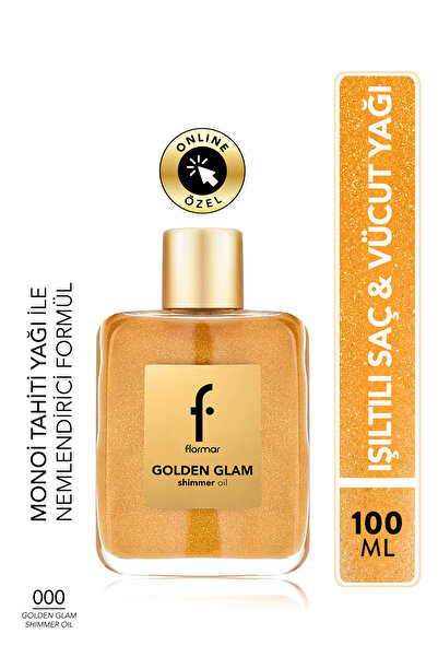 Flormar Golden Glam Shimmer Oil Monoi Tahiti Özlü Işıltılı Saç ve Vücut Yağı ...