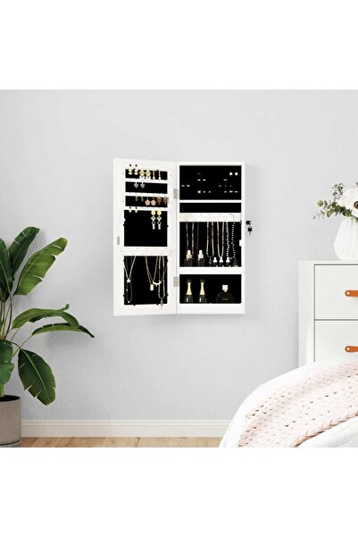 Concept Dulap de bijuterii cu oglindă de perete, alb, 30x8,5x67 cm