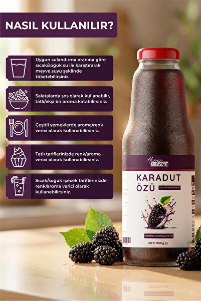 HAVRAN KOCASEYİT 3 Adet Karadut Özü 1350 g + Yaban Mersini Özü 350 g
