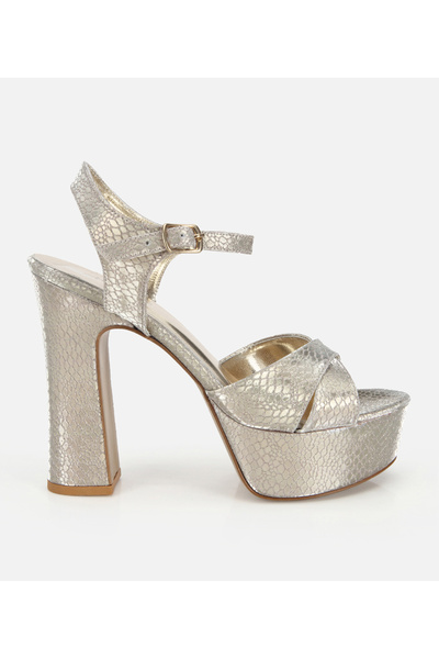 Hotiç Women's Satin Gold High Heel Sandals