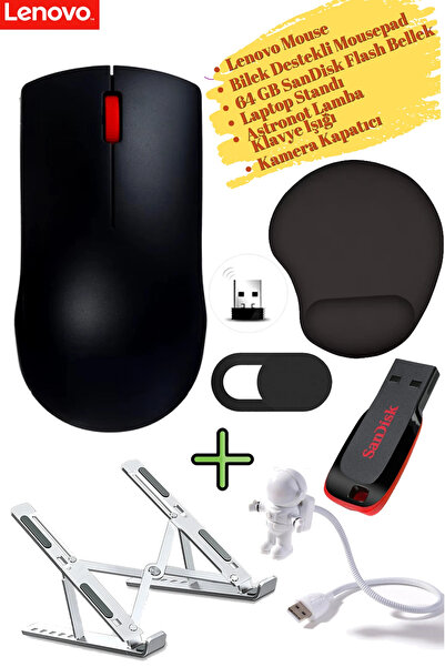 LENOVO Mouse Kablosuz GY51L52638 Kamera Kapatıcı Laptop Standı, Mousepad, Kla...