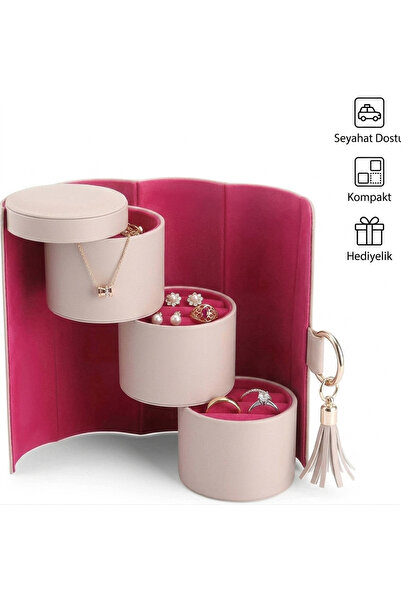 e-life shop Luxury Cylinder Jewelry Organizer Travel Jewelry Box Accessory St...
