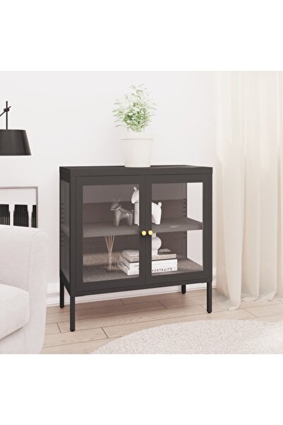 Concept Servantă, antracit, 70x35x70 cm, oțel și sticlă