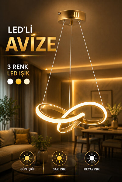 ANGDESİGN Serel Ledli Avize -Antik •• Led Avize Salon Avize Tavan Avizesi Mod...